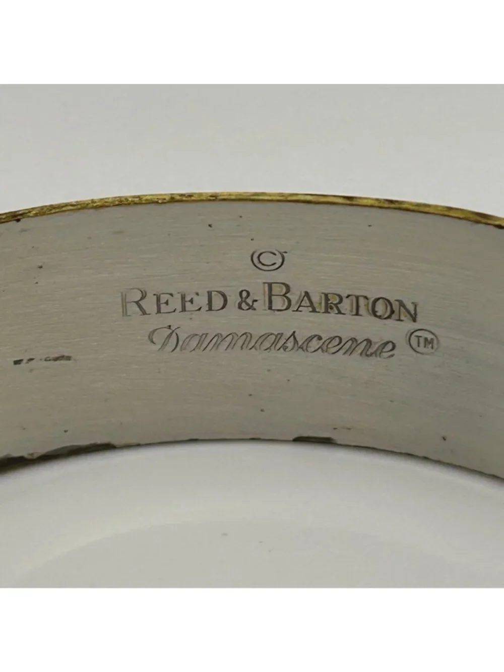 Reed Barton Damascene Cuff Bracelet Vintage Asian Landscape Mix Metal Tone